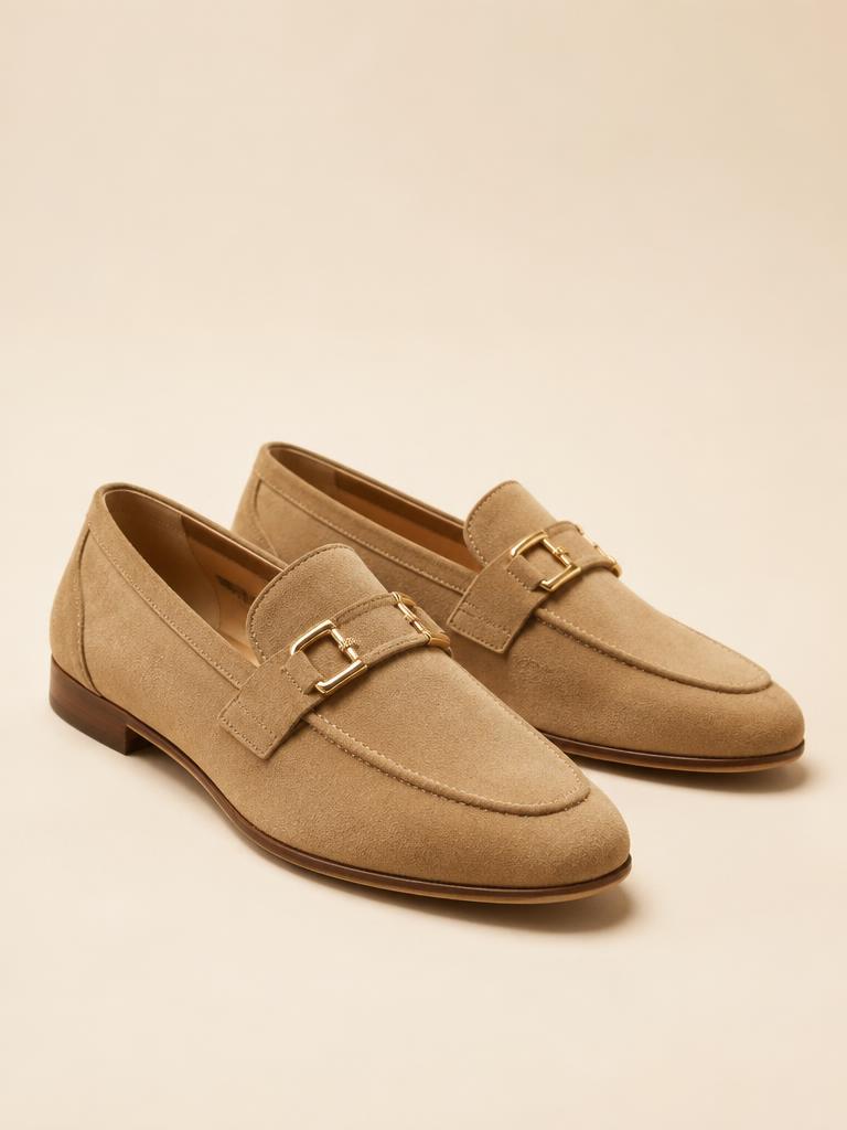 Tan Buckle Loafers